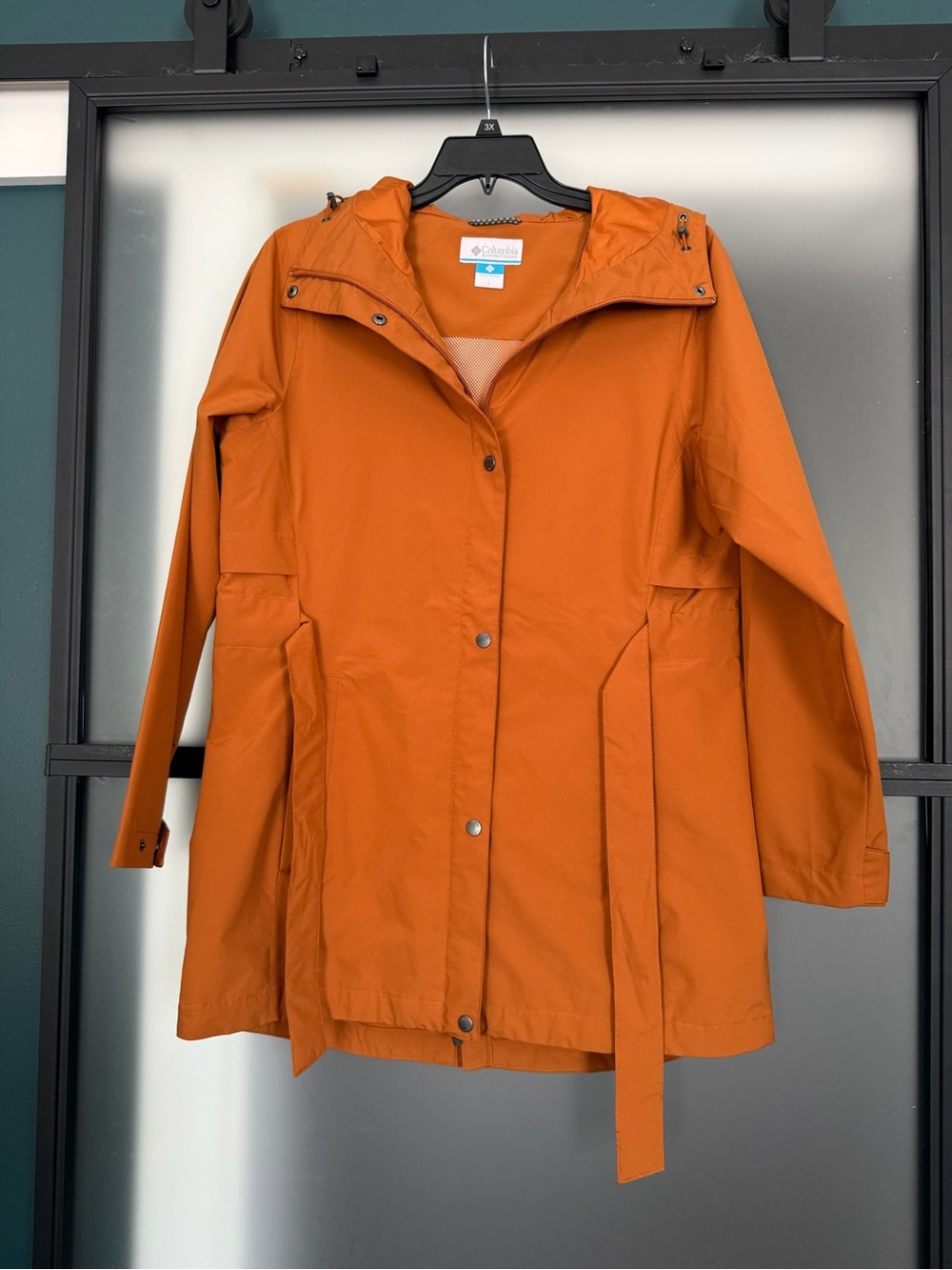 Columbia Orange Hooded Trench Coat